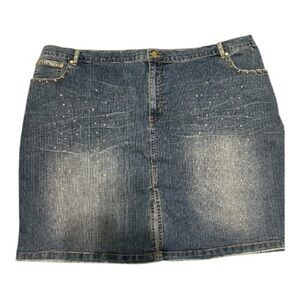 Venezia Blue Denim Mini Skirt with Gold Accents